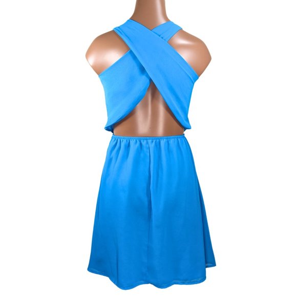 Nordstrom Dee Elle XS Aqua Blue Backless Sleeveless V-Neck Lined Dress - Picture 7 of 11
